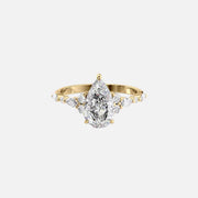 The Round Kristen Pear Moissanite Ring 14k Yellow Gold 001
