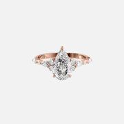  The Round Kristen Pear Moissanite Ring 18k Rose Gold 001