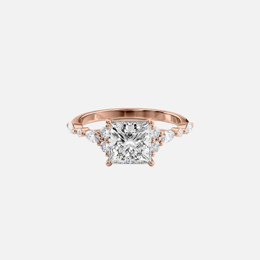  The Round Kristen Princess Moissanite Ring 18k Rose Gold 001