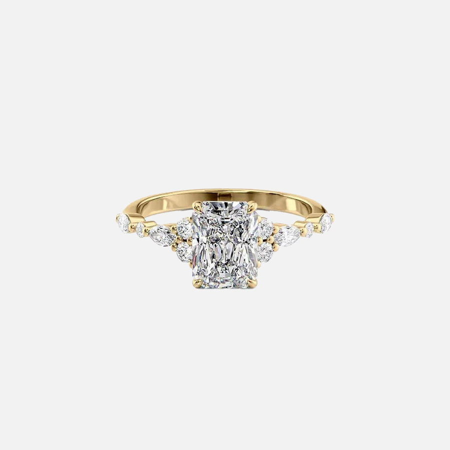 The Round Kristen Radiant Moissanite Ring 14k Yellow Gold 001