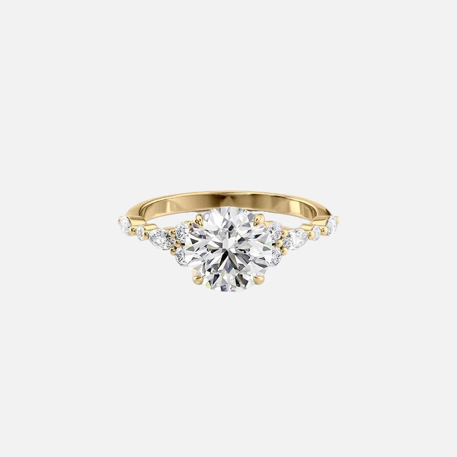 The Round Kristen Round Moissanite Ring 14k Yellow Gold 001