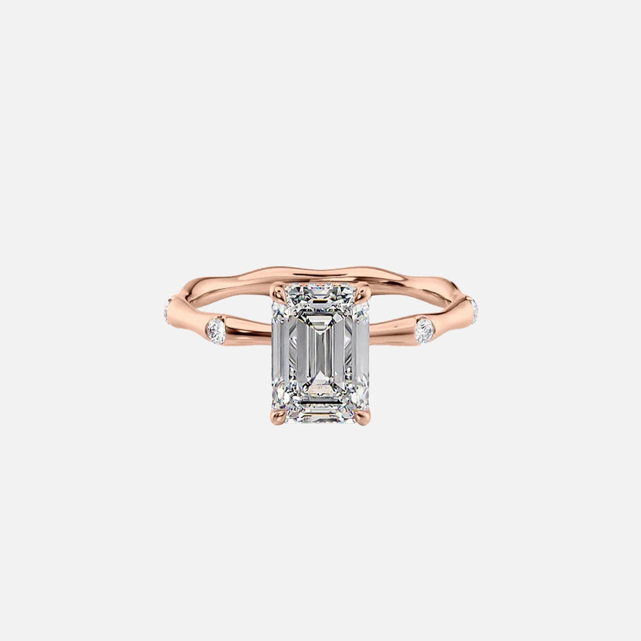  The Sabrina Emerald Side Stone Moissanite Ring -962