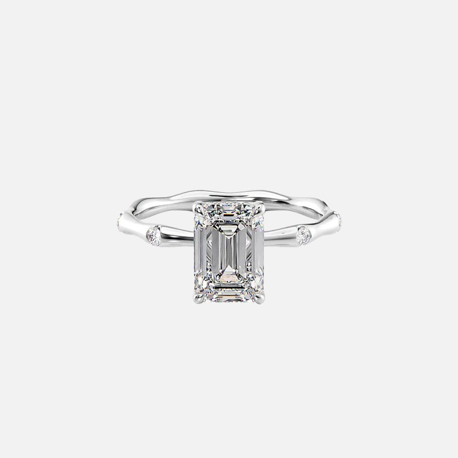  The Sabrina Emerald Side Stone Moissanite Ring -970
