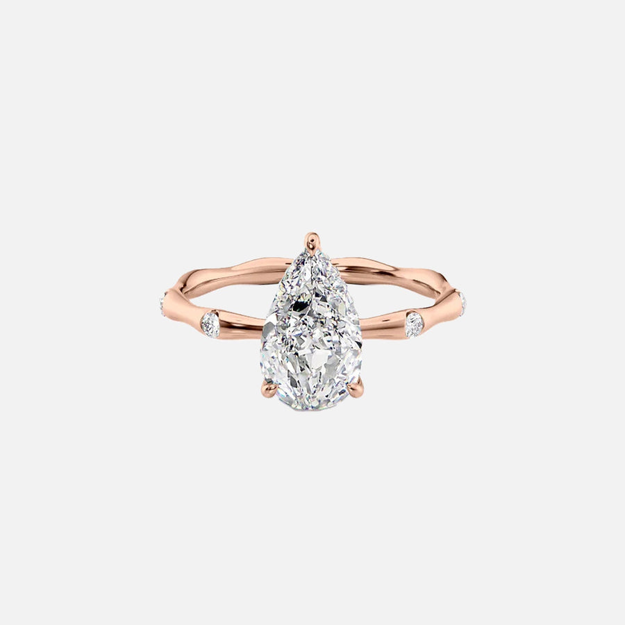  The Sabrina Pear Side Stone Moissanite Ring -2735