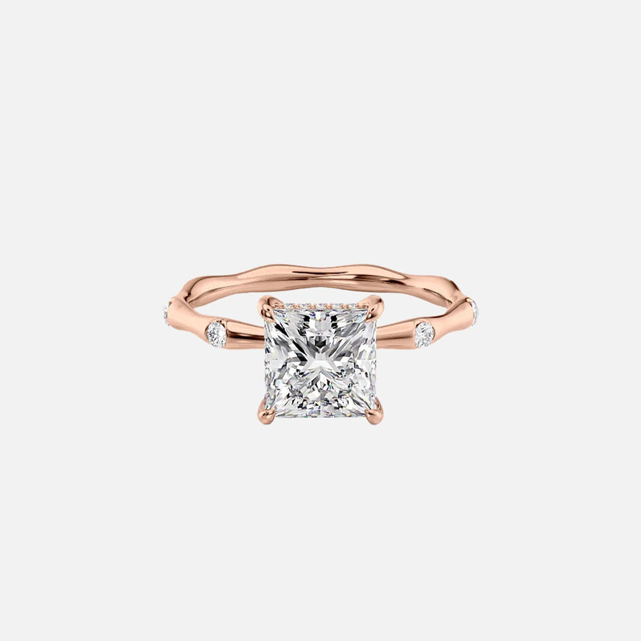  The Sabrina Princess Side Stone Moissanite Ring -3359