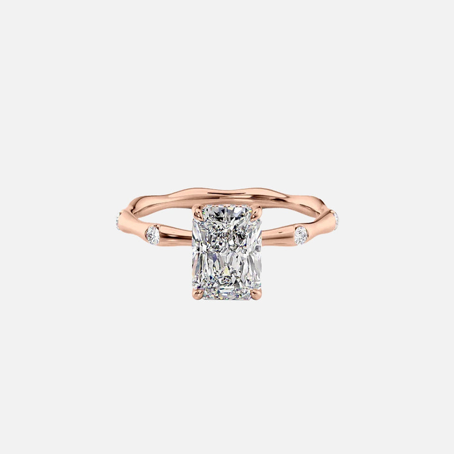  The Sabrina Radiant Side Stone Moissanite Ring -4001