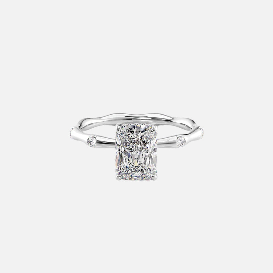  The Sabrina Radiant Side Stone Moissanite Ring -4009