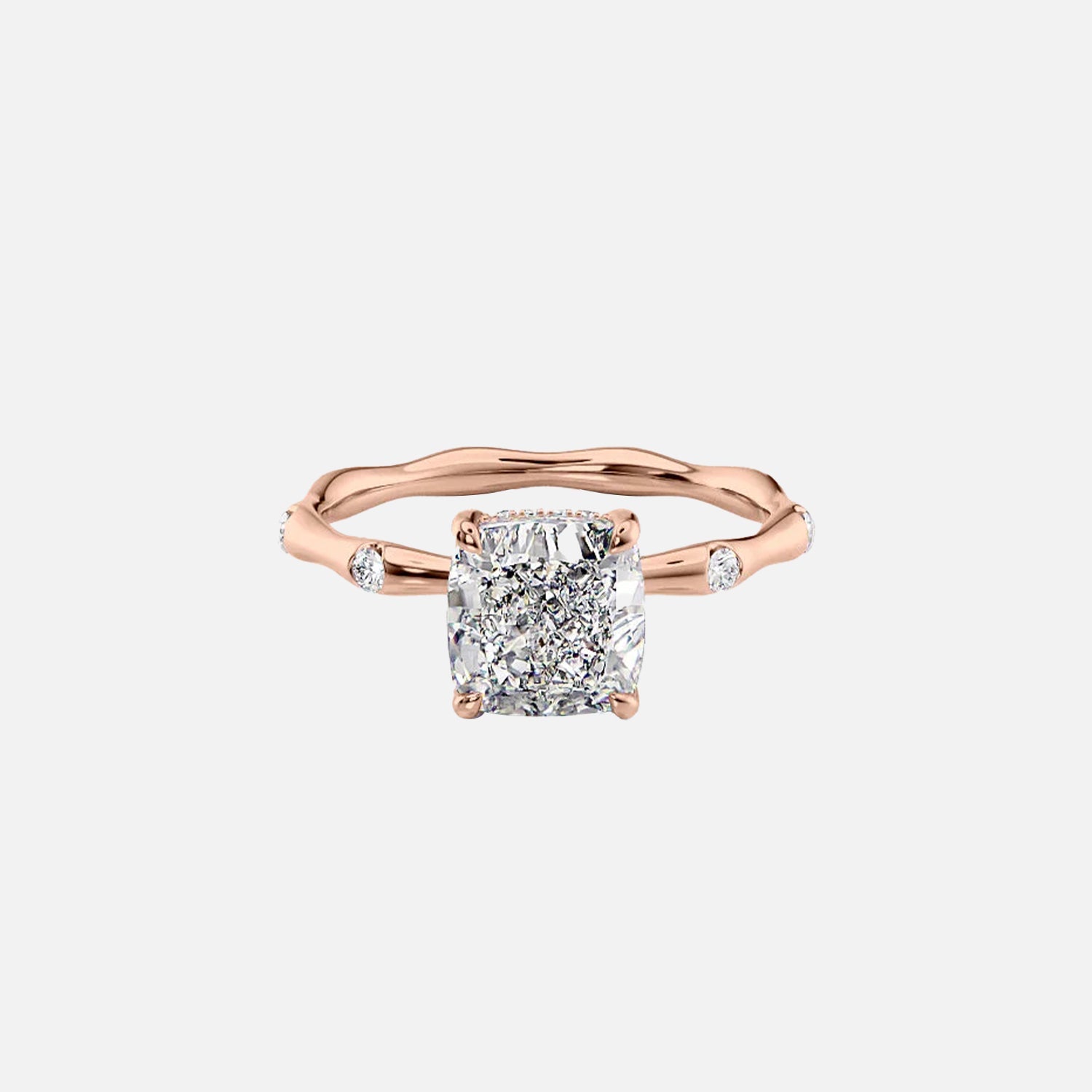  The Samantha Cushion Lab Diamond Ring 14k Rose Gold 001