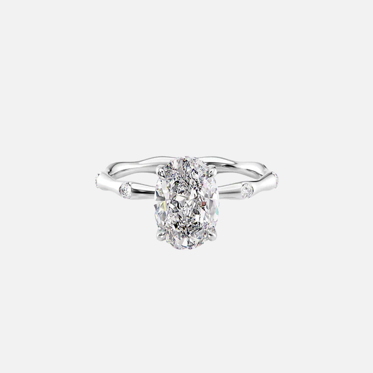  The Samantha Oval Lab Diamond Ring 14k White Gold 001