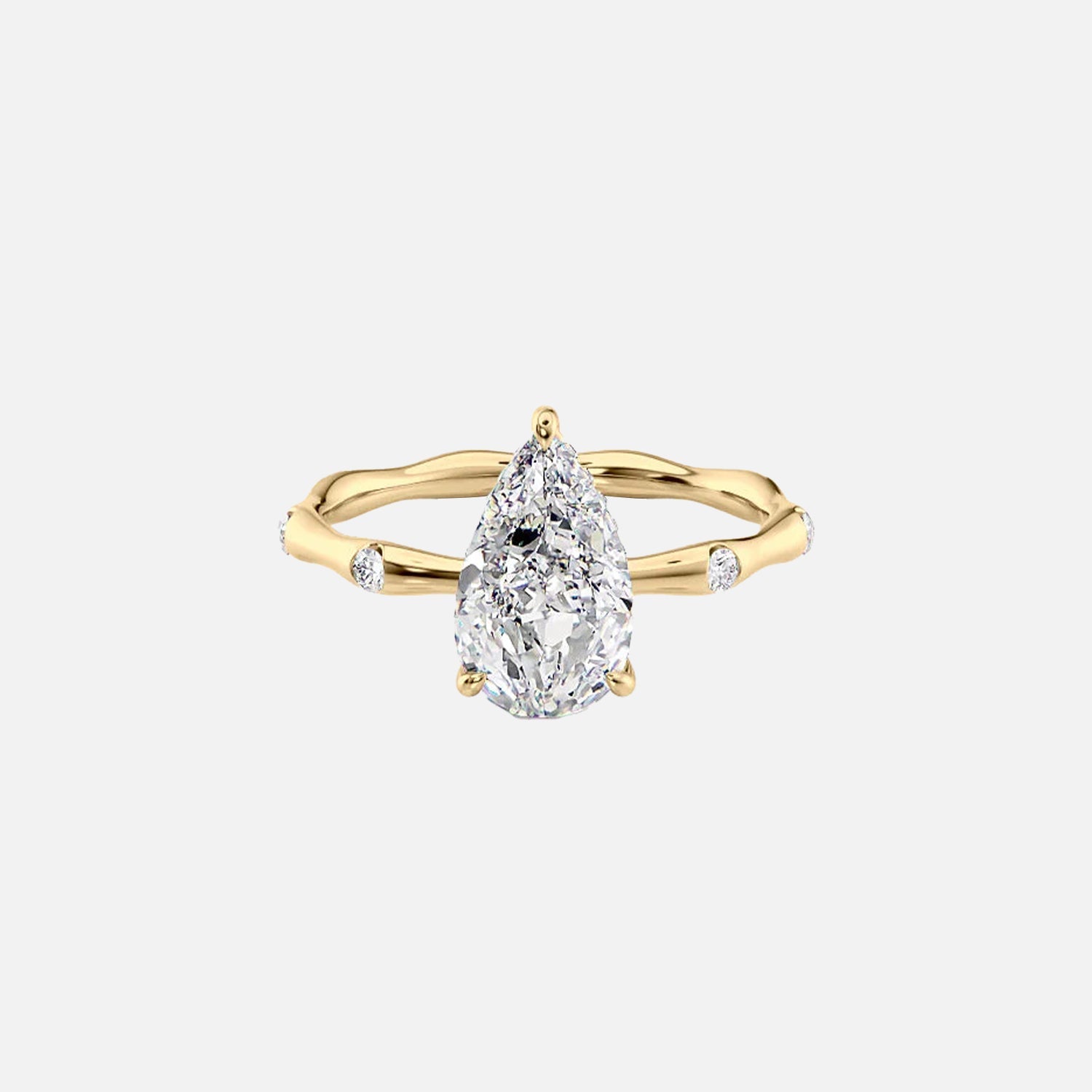 The Samantha Pear Moissanite Ring 14k Yellow Gold 001