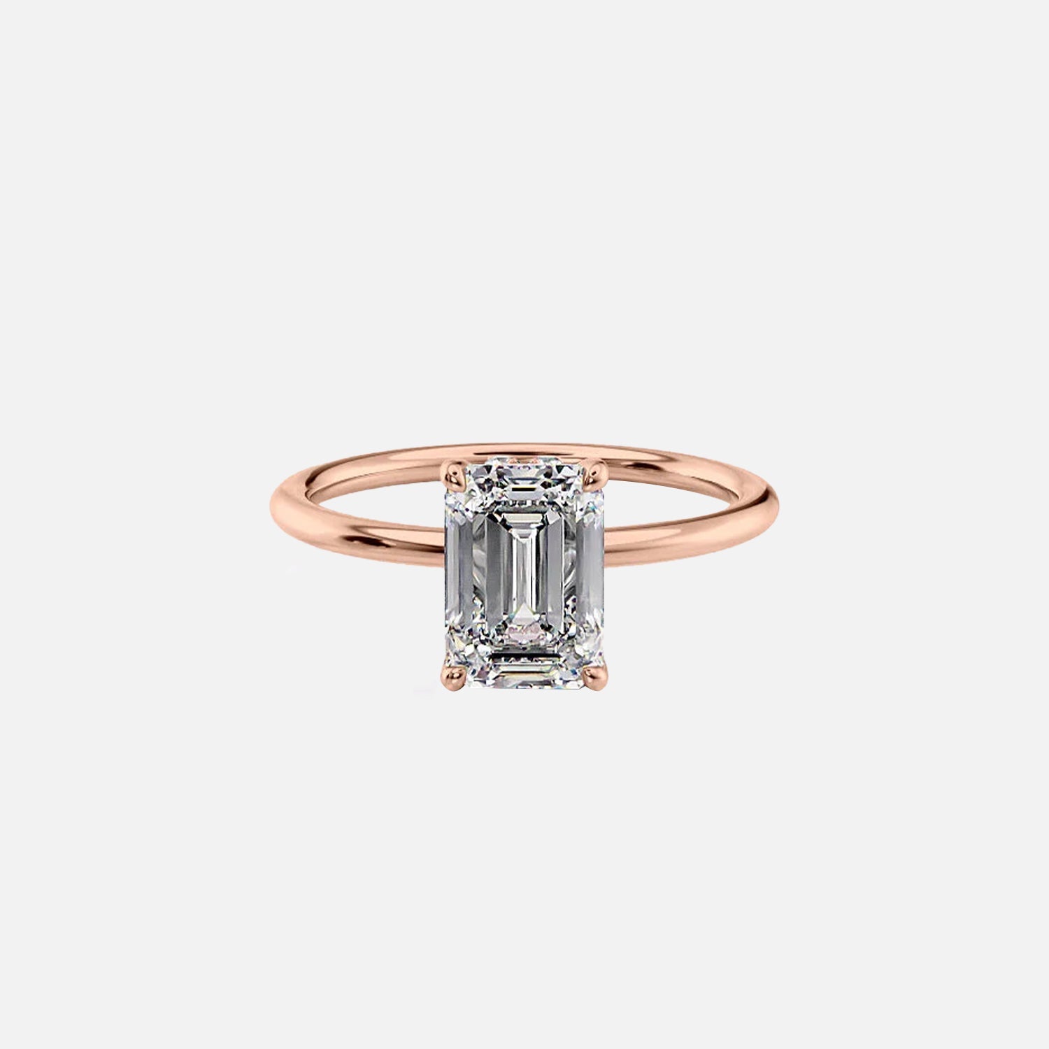  The Sandra Emerald Lab Diamond Ring 14k Rose Gold 001