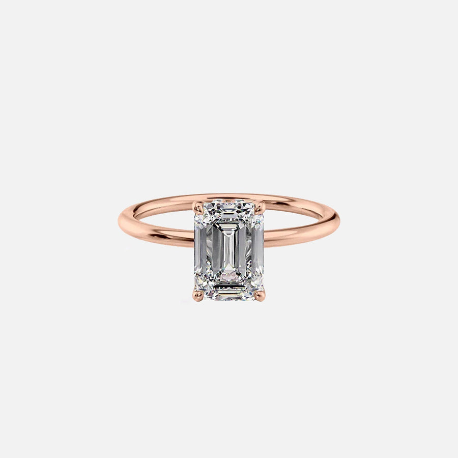  The Sandra Emerald Moissanite Ring 18k Rose Gold 001