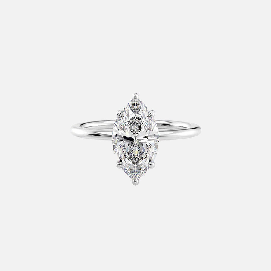  The Sandra Marquise Moissanite Ring 18k White Gold 001