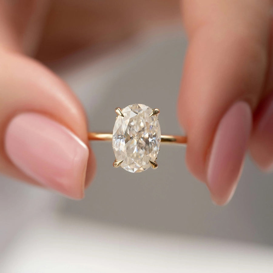  The Sandra Oval Moissanite Ring 14k Yellow Gold 003