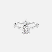 The Sasha Pear Side Stone Moissanite Ring - KNT - Engagement Rings, Wedding Bands & Fine Jewelry