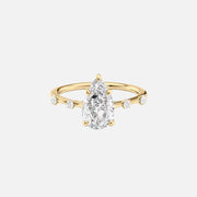 The Sasha Pear Side Stone Moissanite Ring - KNT - Engagement Rings, Wedding Bands & Fine Jewelry