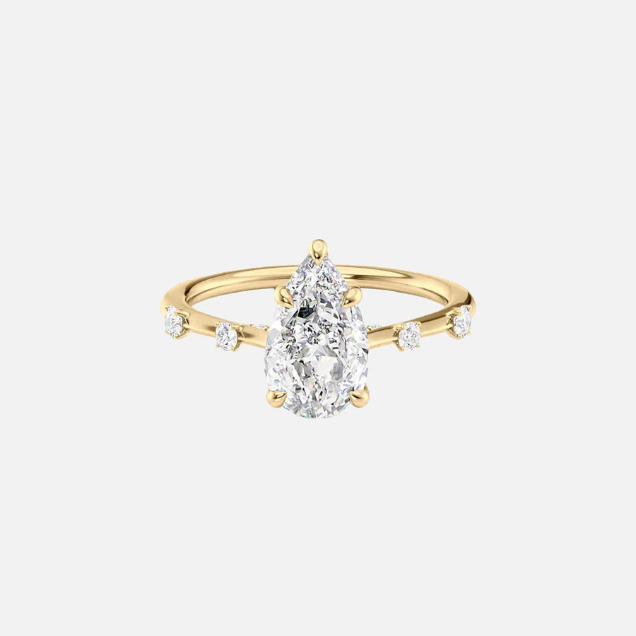 The Sasha Pear Side Stone Moissanite Ring - KNT - Engagement Rings, Wedding Bands & Fine Jewelry