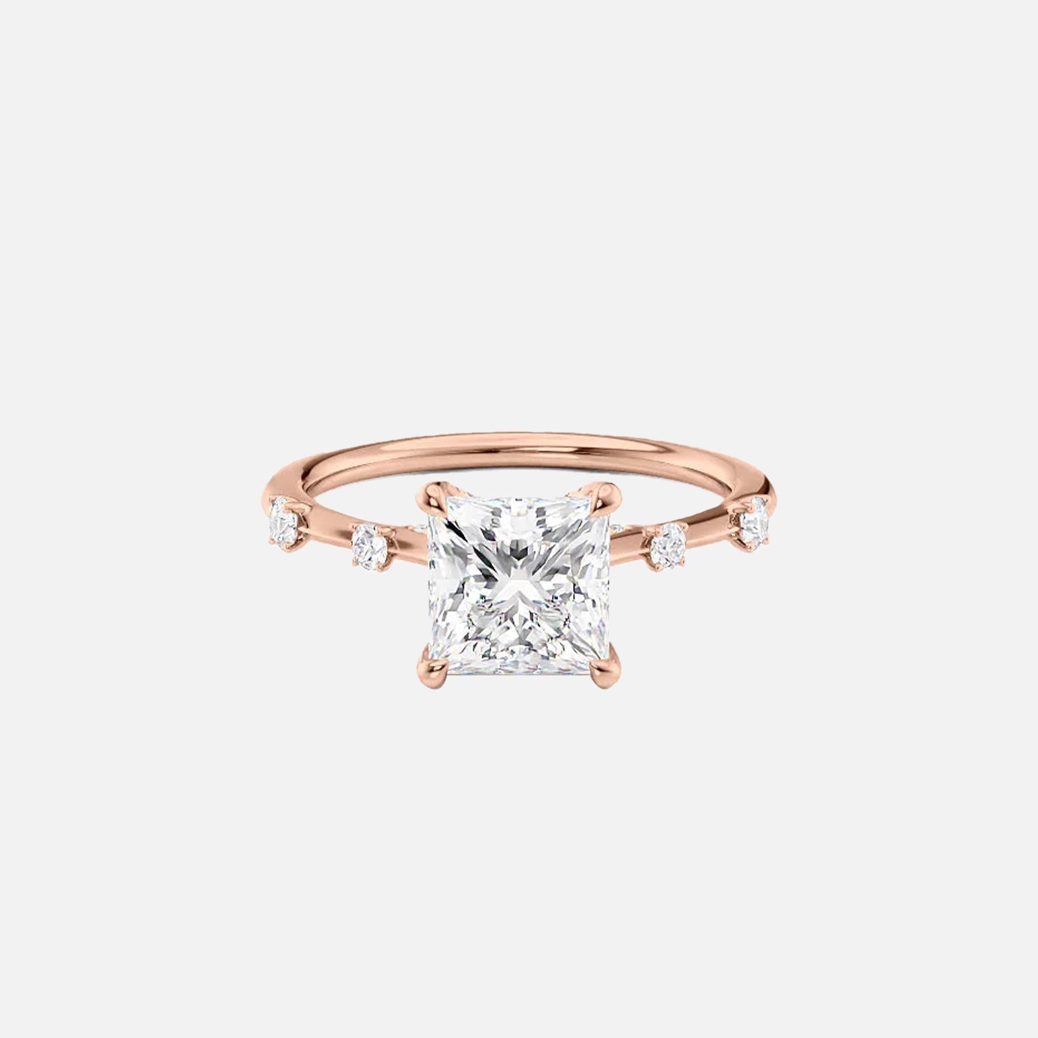 The Sasha Princess Side Stone Moissanite Ring - KNT - Engagement Rings, Wedding Bands & Fine Jewelry