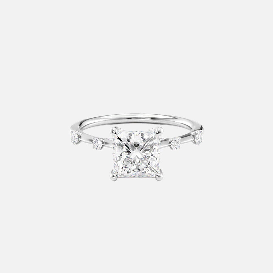 The Sasha Princess Side Stone Moissanite Ring - KNT - Engagement Rings, Wedding Bands & Fine Jewelry