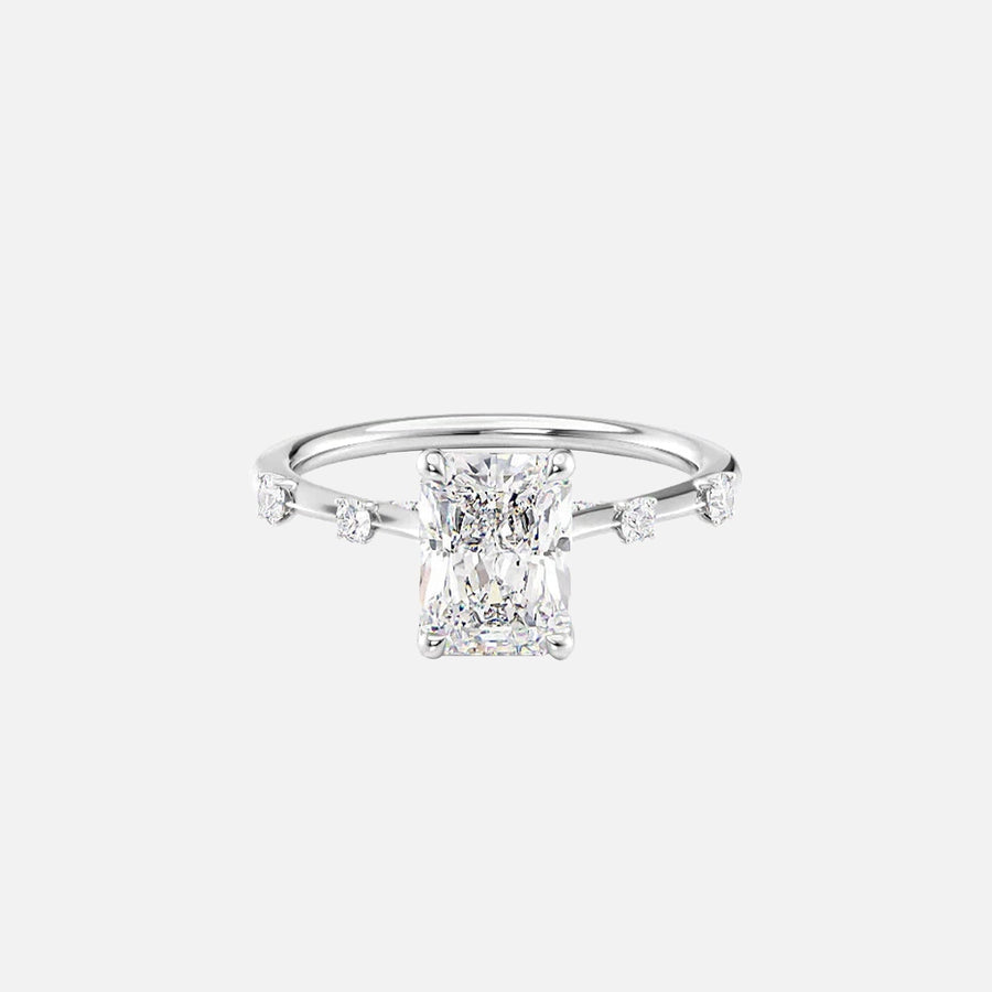 The Sasha Radiant Side Stone Moissanite Ring - KNT - Engagement Rings, Wedding Bands & Fine Jewelry