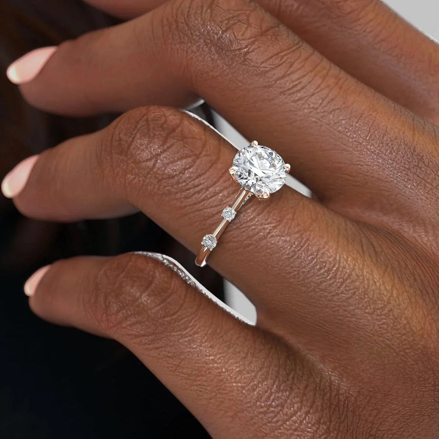 The Sasha Round Side Stone Moissanite Ring - KNT - Engagement Rings, Wedding Bands & Fine Jewelry