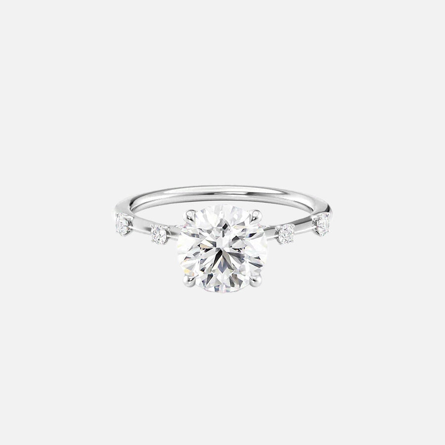 The Sasha Round Side Stone Moissanite Ring - KNT - Engagement Rings, Wedding Bands & Fine Jewelry