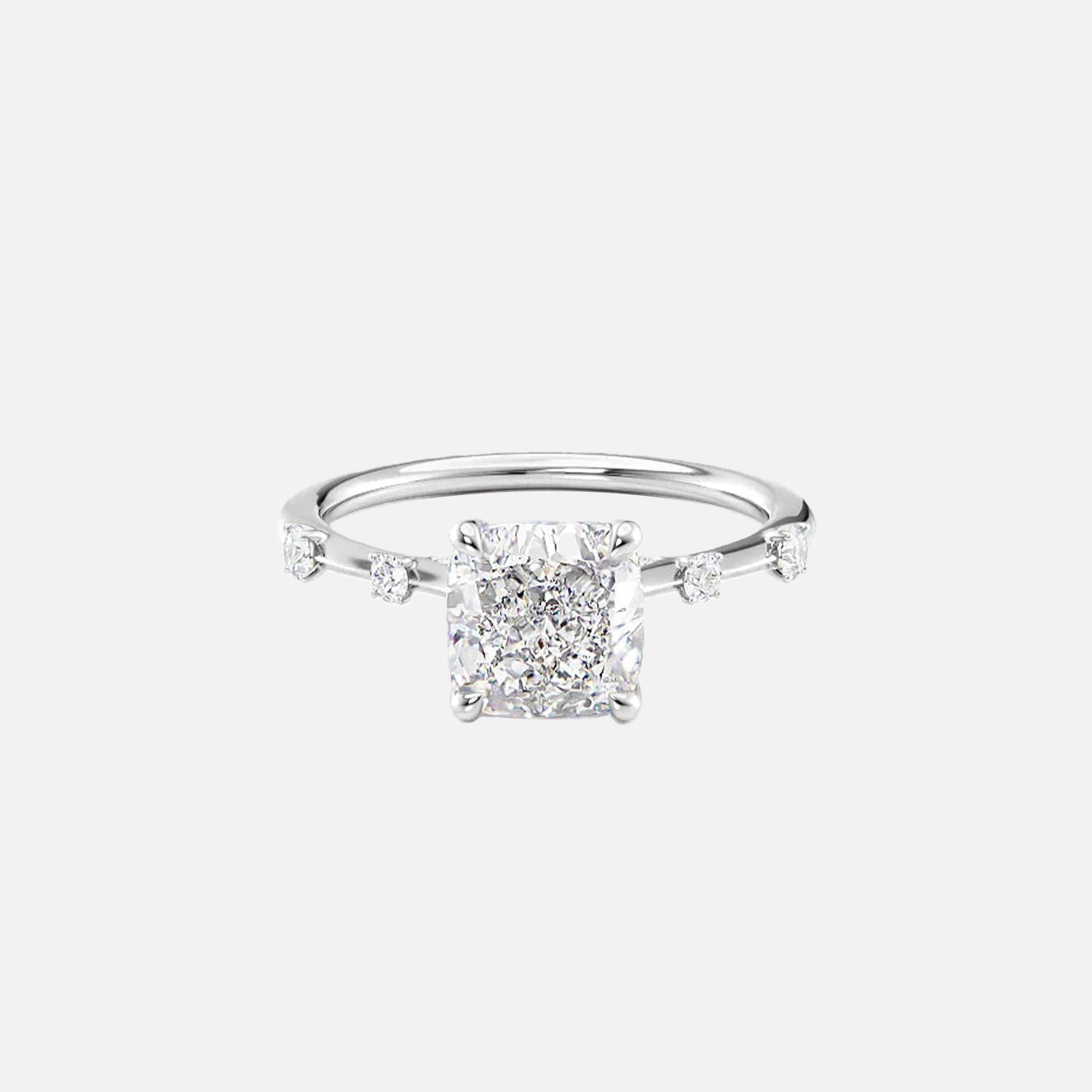  The Serena Cushion Lab Diamond Ring 14k White Gold 001