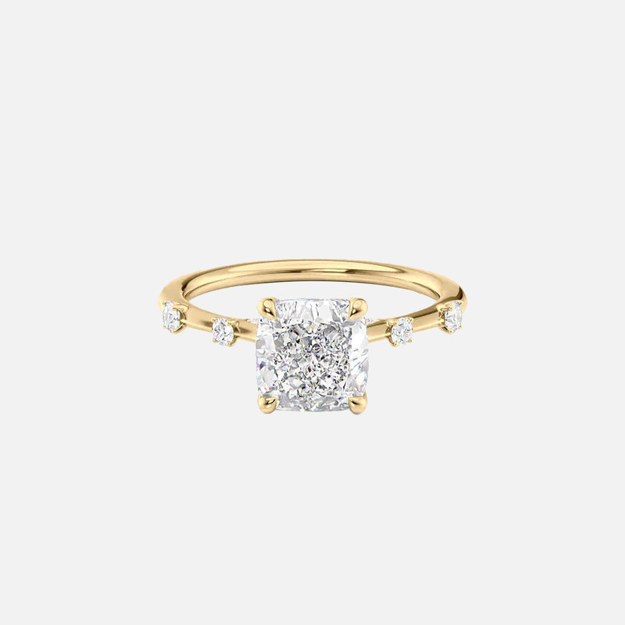 The Serena Cushion Moissanite Ring 14k Yellow Gold 001