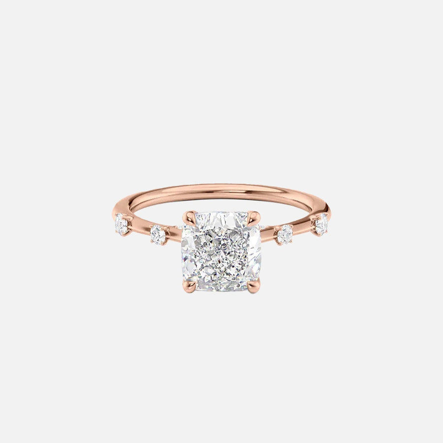  The Serena Cushion Moissanite Ring 18k Rose Gold 001