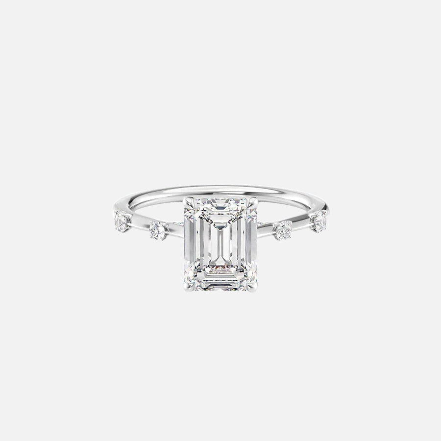 The Serena Emerald Moissanite Ring 14k White Gold 001