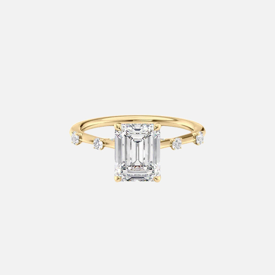 The Serena Emerald Moissanite Ring 14k Yellow Gold 001