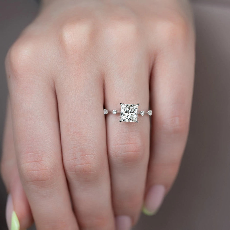  The Serena Princess Moissanite Ring 18k White Gold 003
