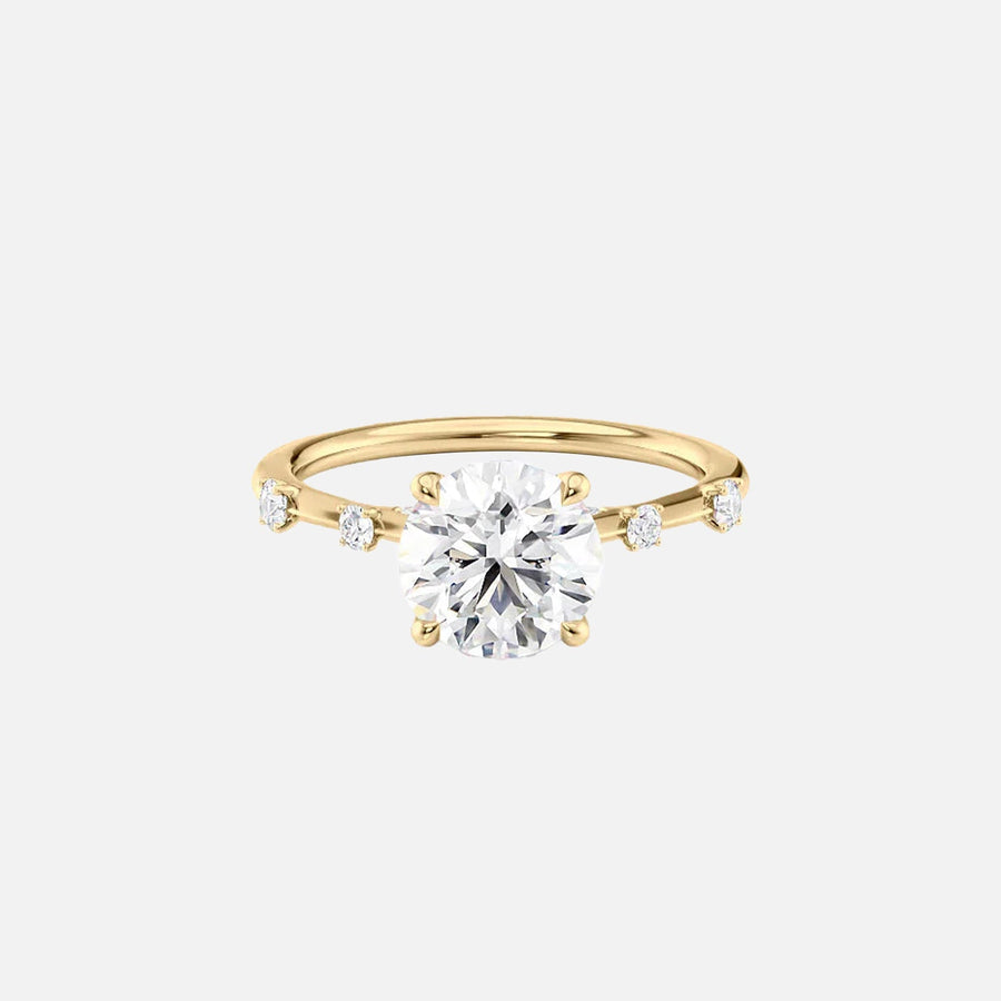  The Serena Round Moissanite Ring 18k Yellow Gold 001