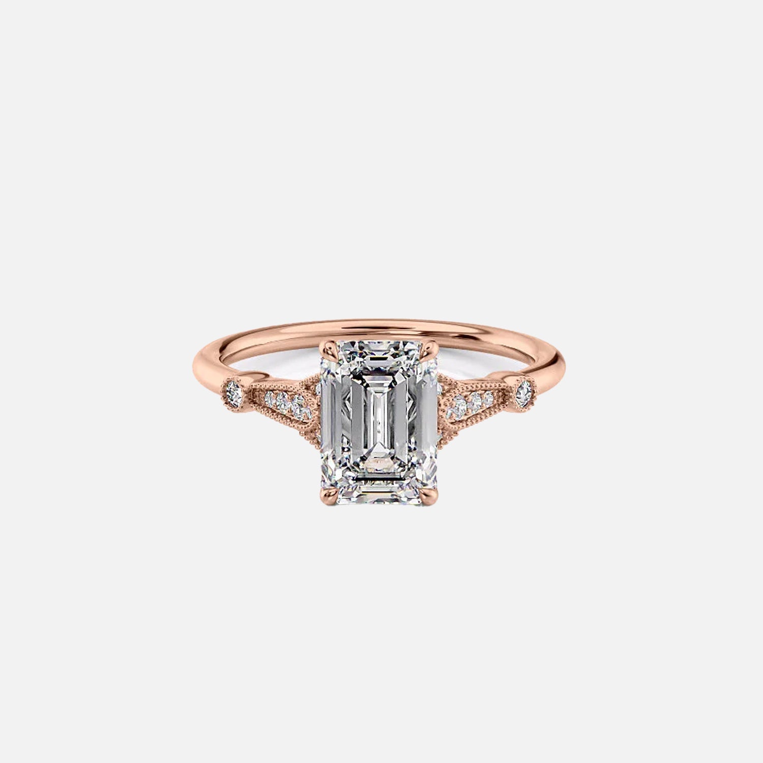 The Sharon Emerald Side Stone Moissanite Ring - KNT - Engagement Rings, Wedding Bands & Fine Jewelry