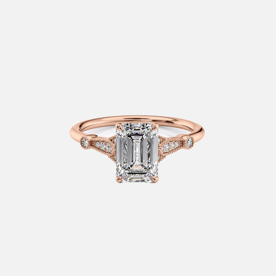 The Sharon Emerald Side Stone Moissanite Ring - KNT - Engagement Rings, Wedding Bands & Fine Jewelry