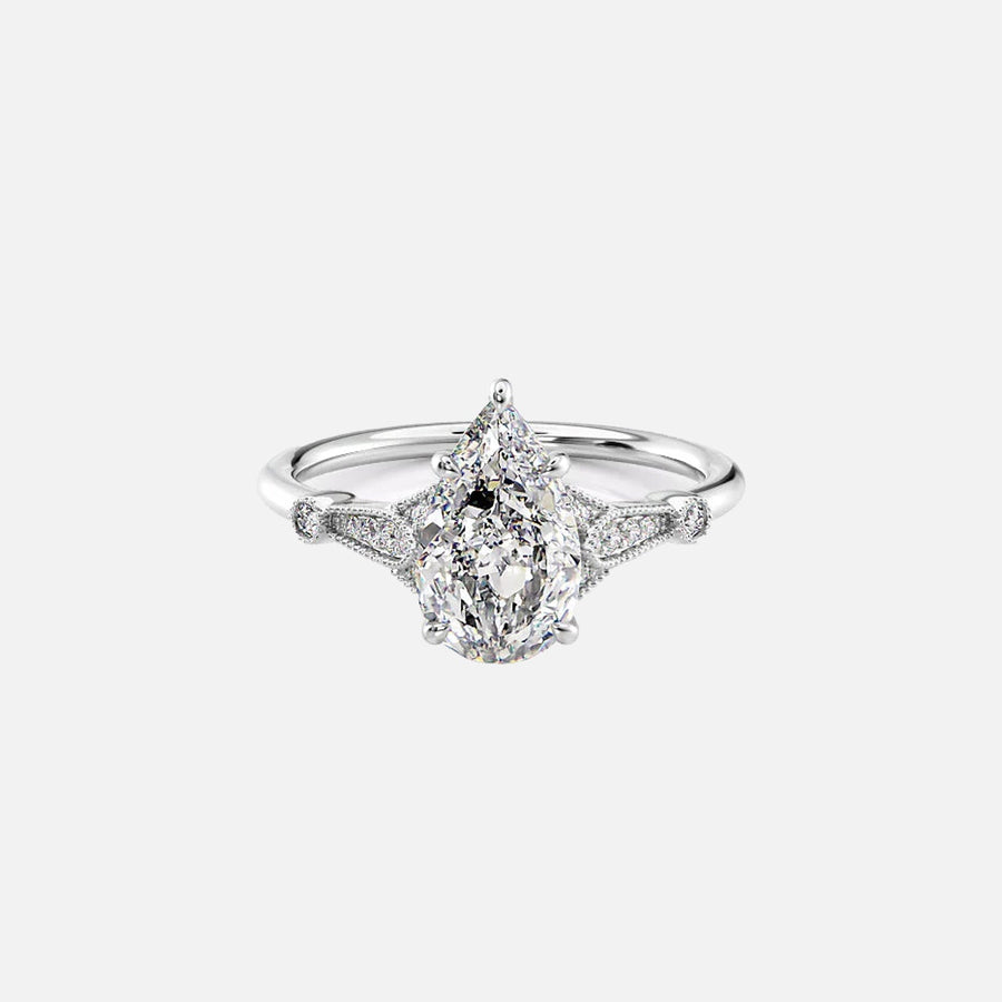 The Sharon Pear Side Stone Moissanite Ring - KNT - Engagement Rings, Wedding Bands & Fine Jewelry