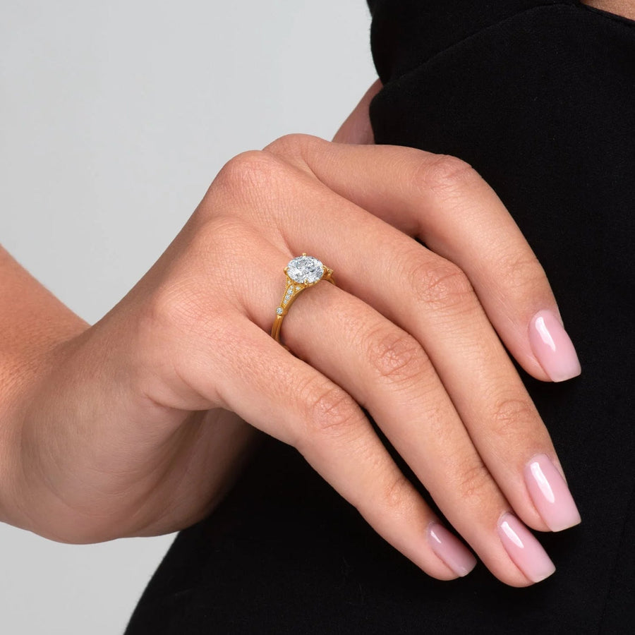 The Sharon Round Side Stone Moissanite Ring - KNT - Engagement Rings, Wedding Bands & Fine Jewelry