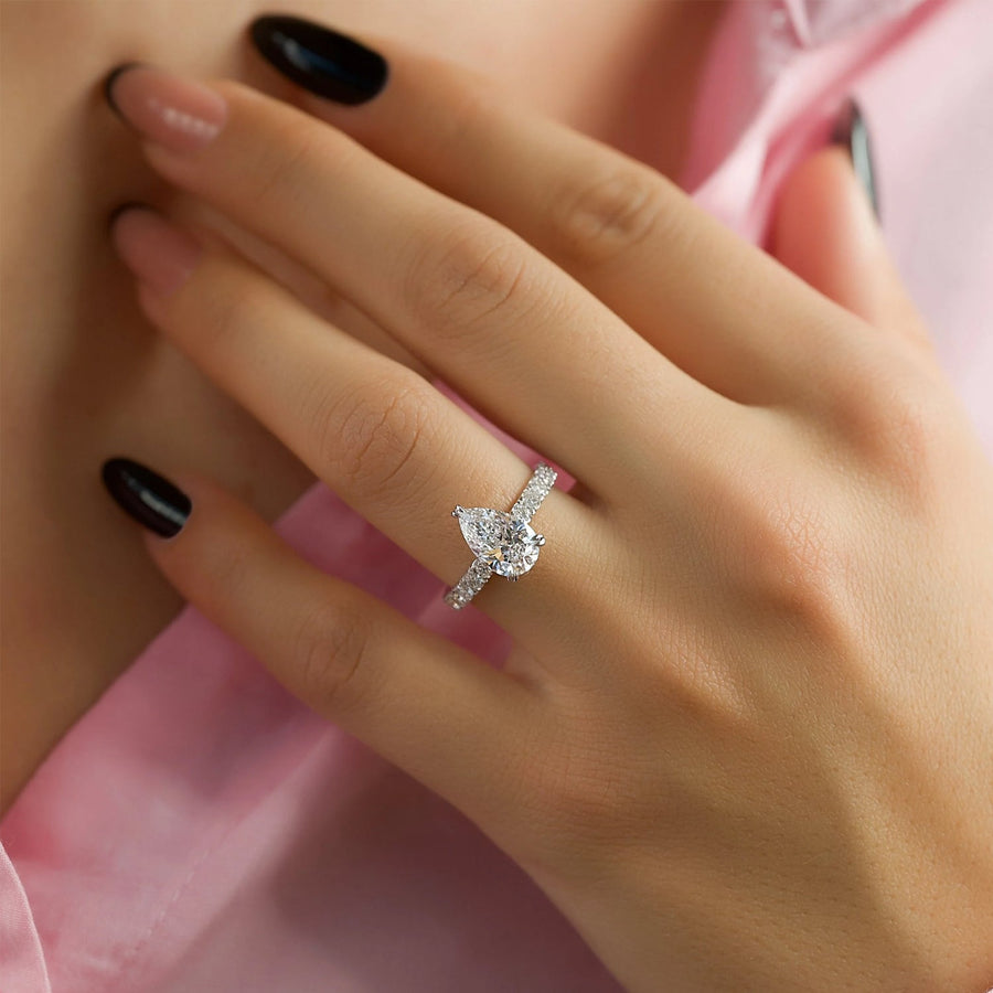 The Sia Pear Pave Moissanite Ring - KNT - Engagement Rings, Wedding Bands & Fine Jewelry