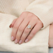 The Side Stone Catharina Oval Solitaire Moissanite Ring - KNT - Engagement Rings, Wedding Bands & Fine Jewelry