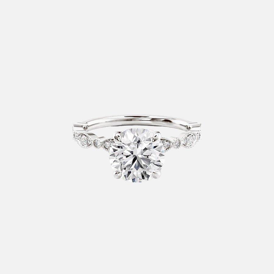 The Side Stone Zanessa Round Moissanite Ring - KNT - Engagement Rings, Wedding Bands & Fine Jewelry