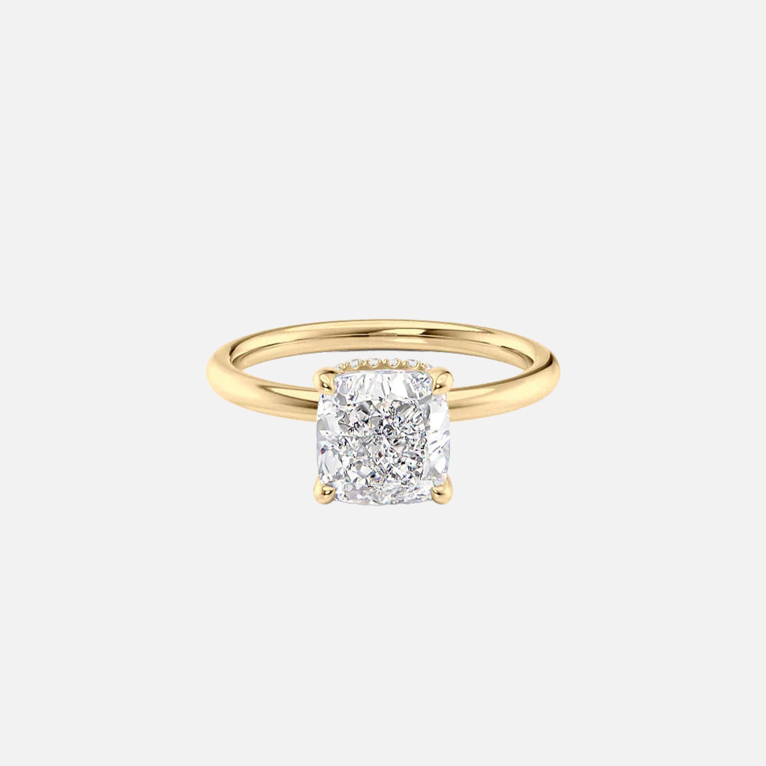 The Solitaire Alex Cushion Moissanite Ring 14k Yellow Gold 001