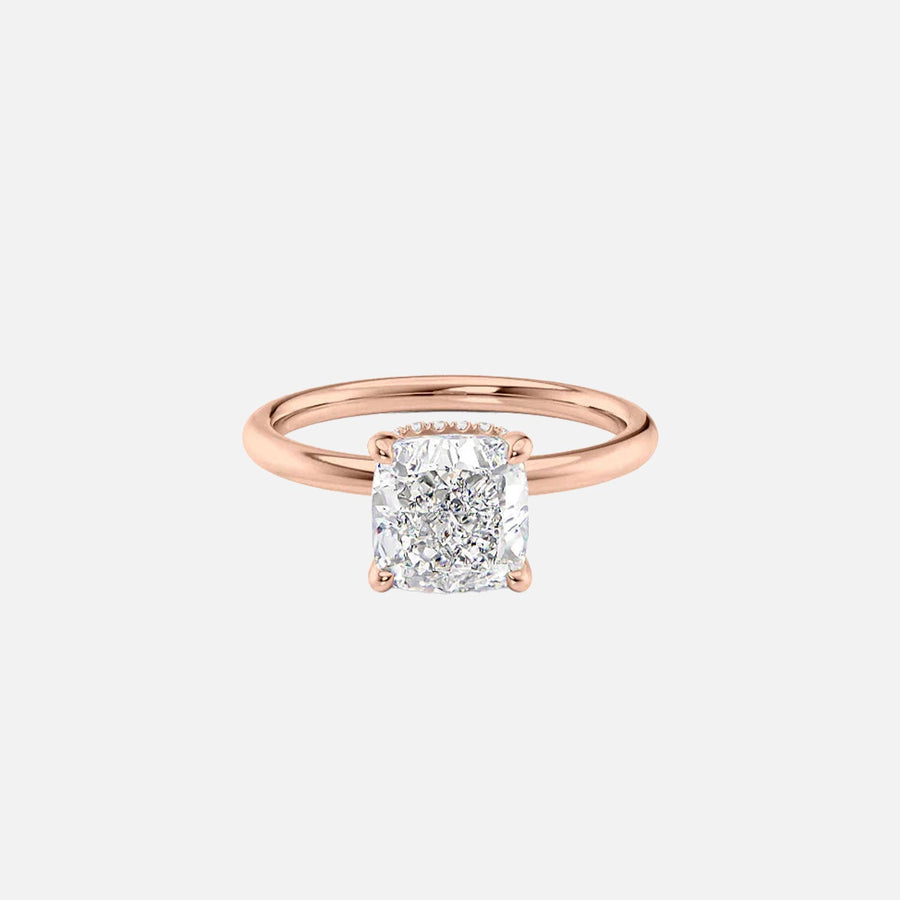  The Solitaire Alex Cushion Moissanite Ring 18k Rose Gold 001