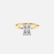 The Solitaire Alex Emerald Moissanite Ring 14k Yellow Gold 001