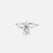  The Solitaire Alex Pear Moissanite Ring 18k White Gold 001