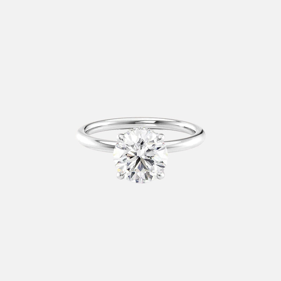  The Solitaire Alex Round Moissanite Ring 18k White Gold 001