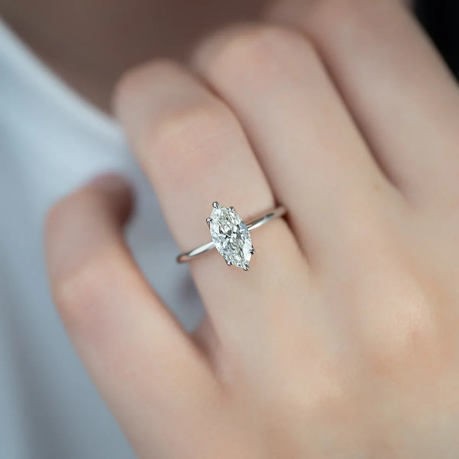  The Solitaire Alison Emerald Moissanite Ring 14k White Gold 003