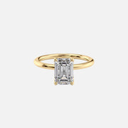 The Solitaire Alison Emerald Moissanite Ring 14k Yellow Gold 001