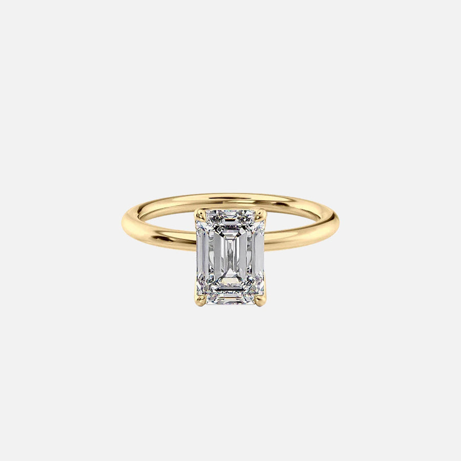 The Solitaire Alison Emerald Moissanite Ring 14k Yellow Gold 001