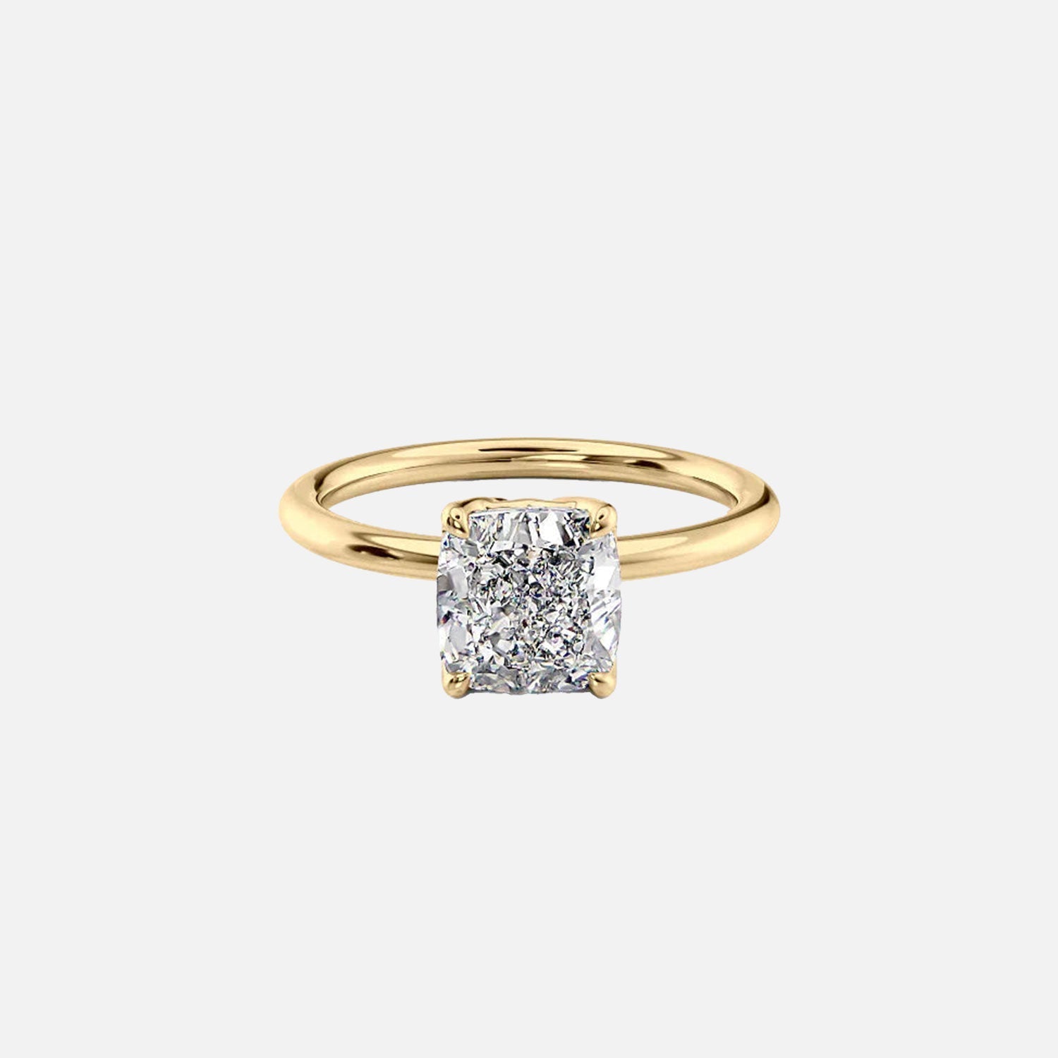 The Solitaire Ashley Cushion Lab Diamond Ring 14k Yellow Gold 001