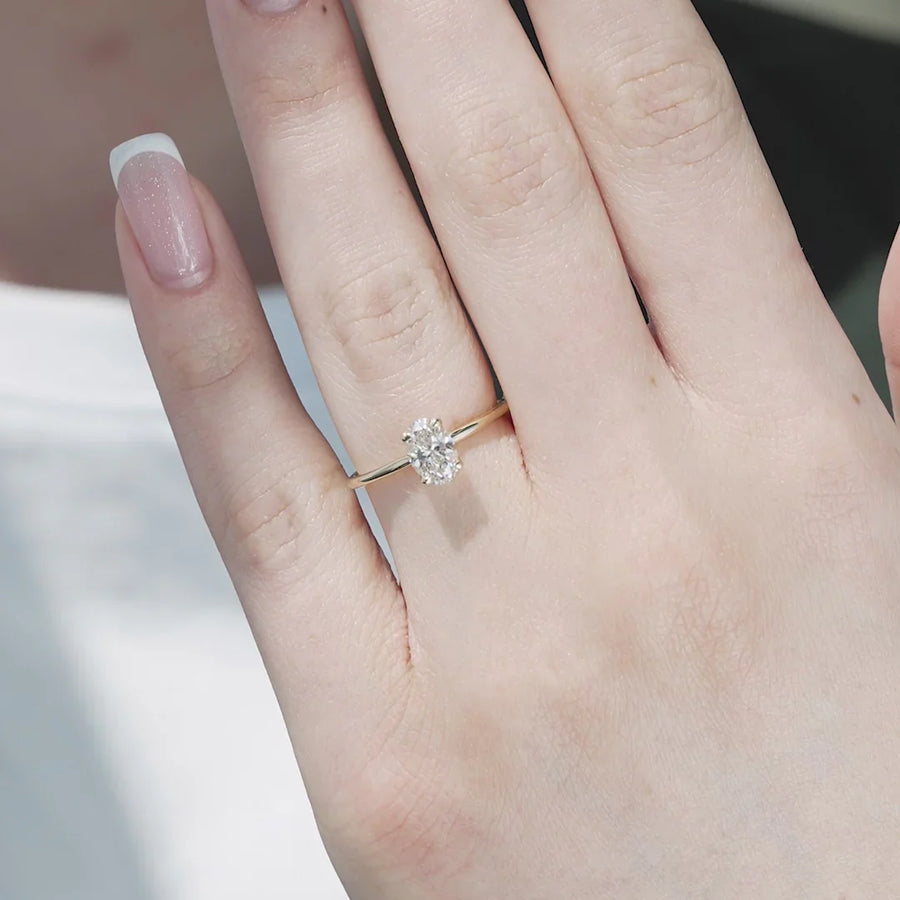  The Solitaire Ashley Oval Lab Diamond Ring 18k Yellow Gold 003